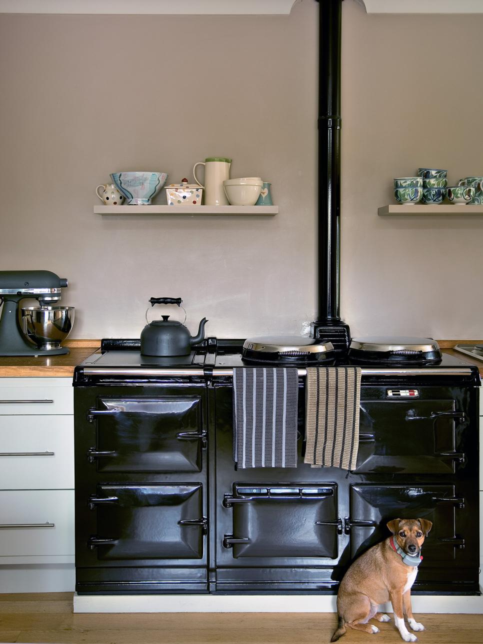 Vintage Black Stove in Neutral Kitchen | HGTV