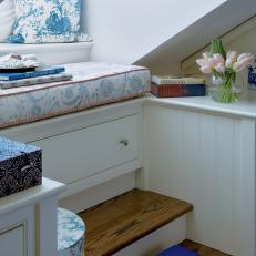 Restful Reading Nook With Blue and White Accents