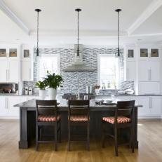Black And White Transitional Open Plan Kitchen Photos Hgtv Striking White Kitchen With Backsplash This Open Concept