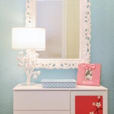 Aqua Girl's Bedroom with White Dresser