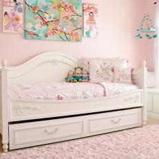 Pink Girl's Room With White Daybed