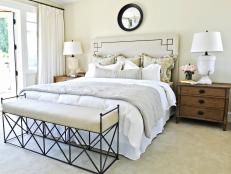 Neutral, Transitional Bedroom With Upholstered Headboard