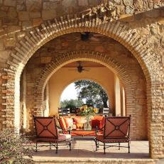 Outdoor Loggia With Arched Entrance