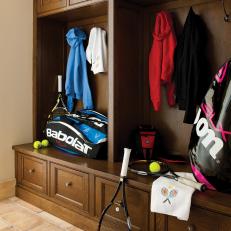 Wooden Sports Equipment and Clothing Storage