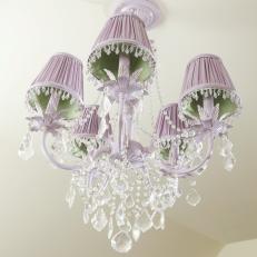 Purple and Green Chandelier With Shades