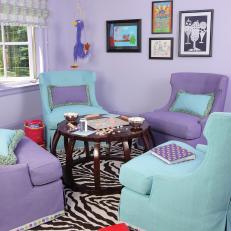 Lavender Playroom With Zebra Rug
