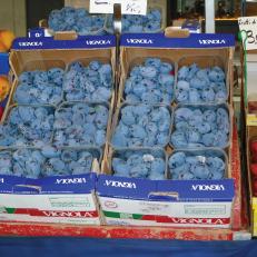 Fresh Blueberries, Strawberries and Peaches on Display for Sale