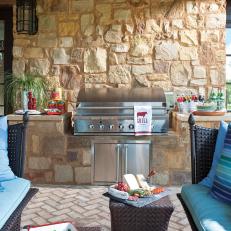 Outdoor Grill on Rustic Patio