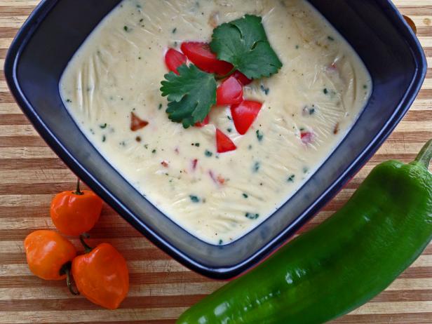 white queso dip in bowl