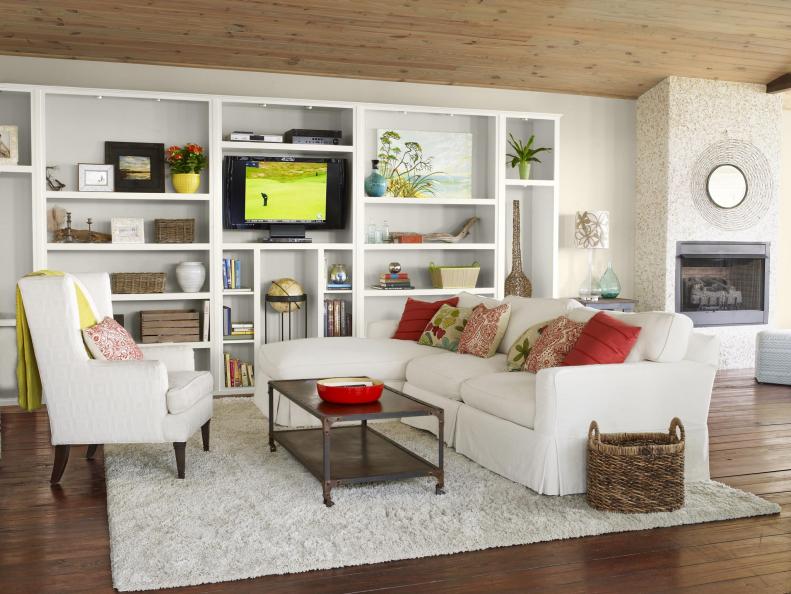 White beach house living room