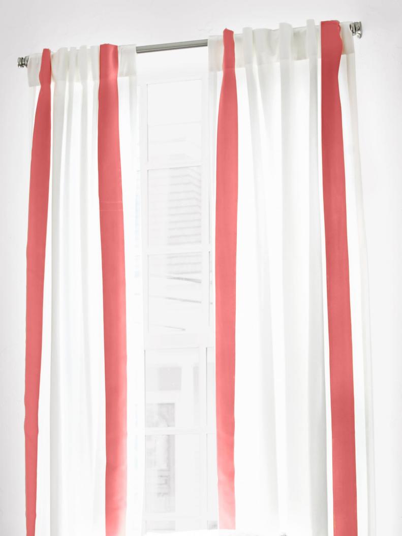 Coral & White Striped Curtains 