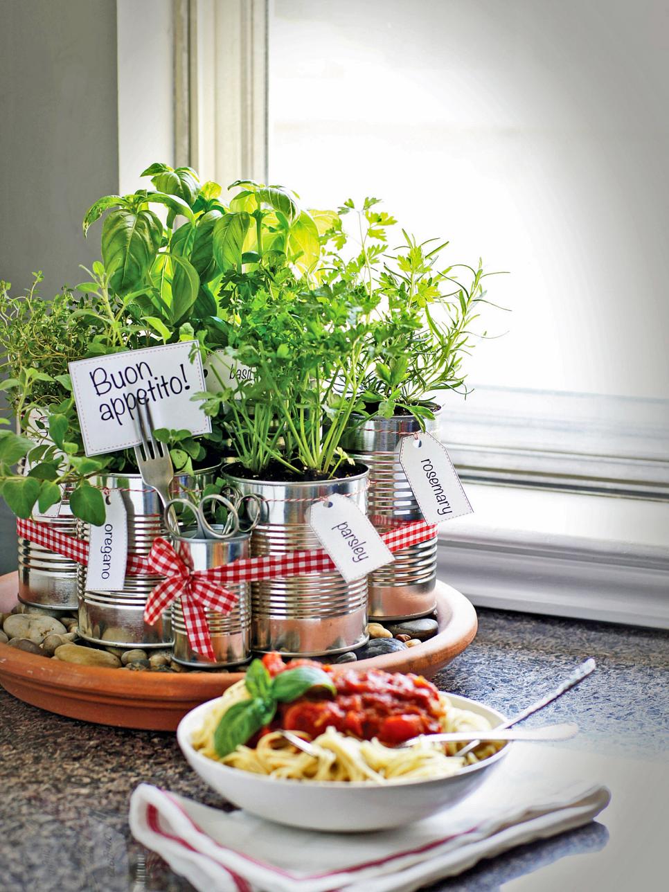 DIY Kitchen Countertop Herb Garden With Plant Labels HGTV