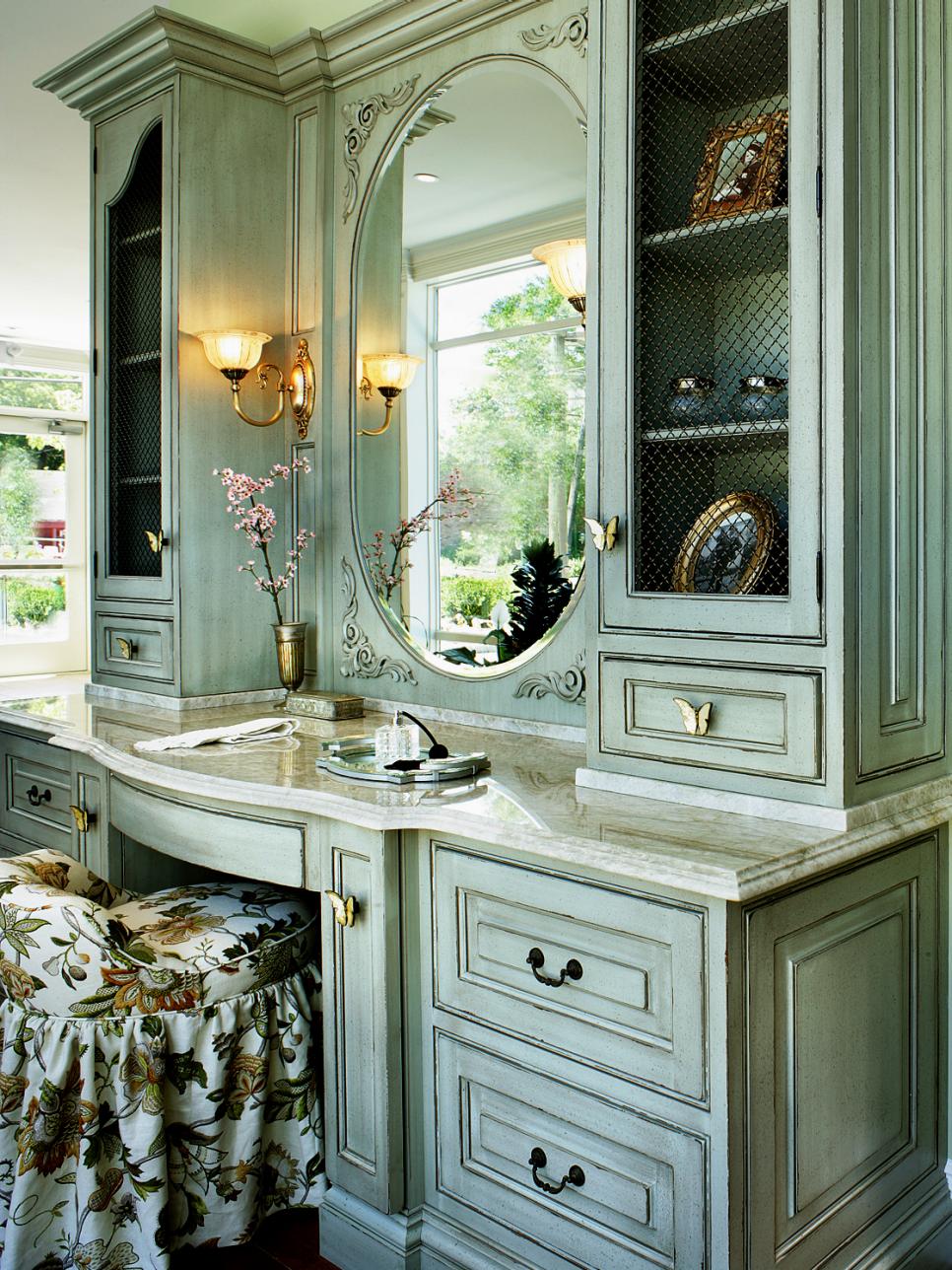 Vintage Bathroom Vanity With Marble Countertop | HGTV
