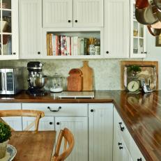 White Cottage Kitchen With Butcher Block Countertops