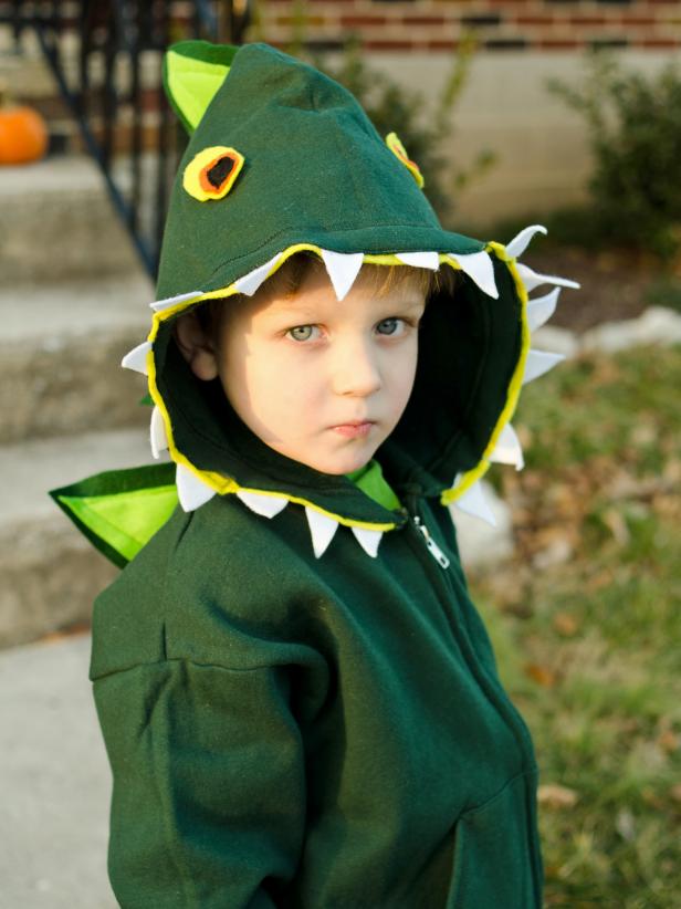 Child in Halloween Dinosaur Costume