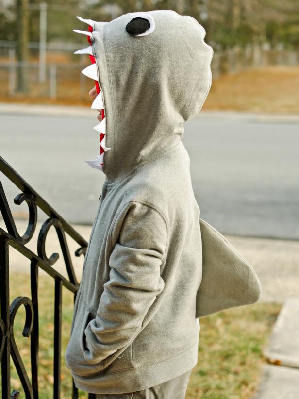 Turn inexpensive felt, an ordinary gray hoodie and a little bit of sewing into a great white shark costume, perfect for Halloween or encouraging imaginative play.