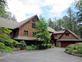 Wooden House With Red Trim 