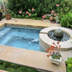 Rippling Hot Tub With Sculptural Fountain