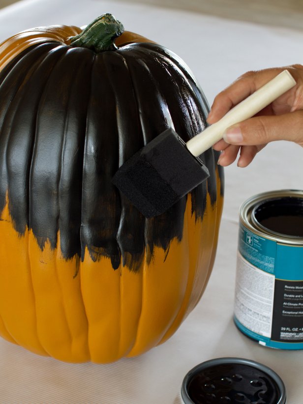 Painting a Pumpkin With Black Paint