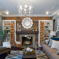 Blue Living Room With Wood Accent Wall