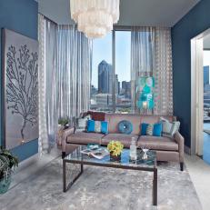 Blue and Gray Contemporary Living Room