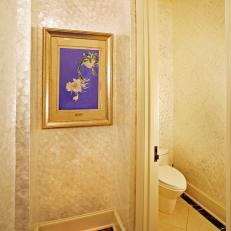 Powder Room With Mother-of-Pearl Wall Finish