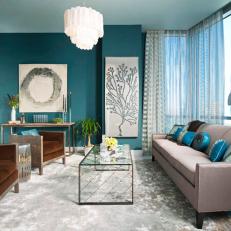 Serene and Inviting Contemporary Blue Living Room