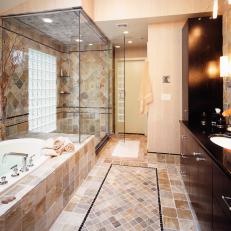 Contemporary Neutral Master Bathroom With Glass Shower