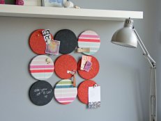 Home Office With Round Multicolor Bulletin Board Message Center