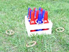 Make a patriotic ring-toss game using red, white and blue colors for your Fourth of July party.