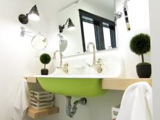 Underside of a Bathroom Sink Painted Green 