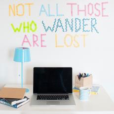 Contemporary Teen Desk Area with Playful Wall Decoration 