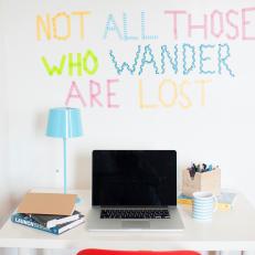 Colorful Washi Tape Quote Adorns Dorm Room Wall