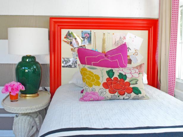 Eclectic Girl's Striped Bedroom 