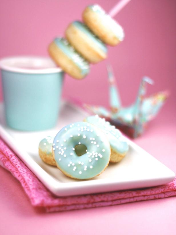 These little donuts are extra light and have a double dose of vanilla flavor. They’re pretty stacked high on a cake stand or displayed individually in fancy cupcake wrappers.