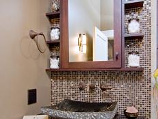 Designer Cheryl Kees Clendenon creates a powder room with comforting colors and custom details.