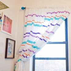 Bright Striped Curtain in Girls Room 