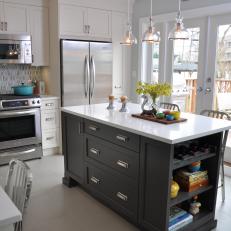 Gray Kitchen Island With Island Storage