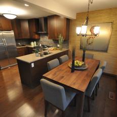 Open Kitchen and Dining Room With Warm Wood Accents