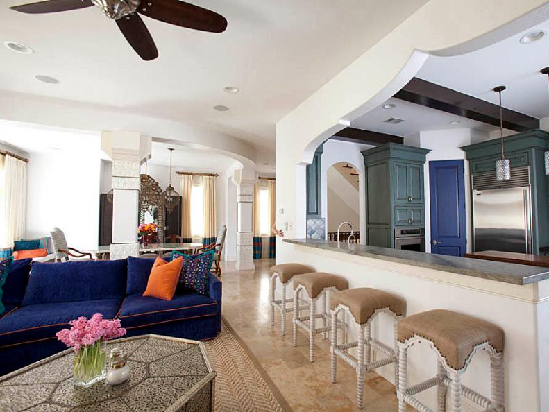 Kitchen Space With Blue Accents 