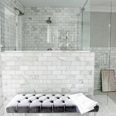 Elegant Marble Tile Bathroom Shower