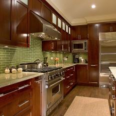 Transitional Kitchen With Dark Walnut Cabinets 