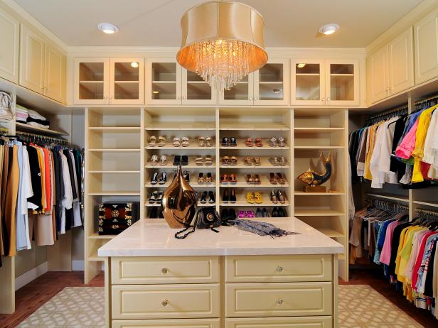 Walk-In Closet With Chandelier