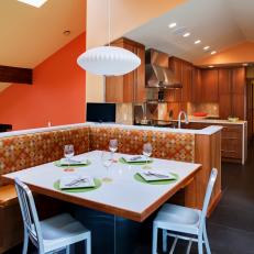 Contemporary Eat-In Kitchen With Polka Dot Banquette 