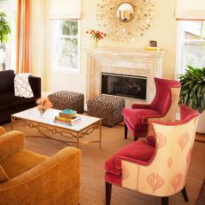 Eclectic Living Room with Upholstered Armchairs