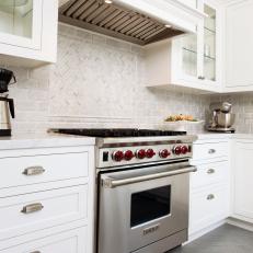 Contemporary Country Kitchen with White Cabinetry and High-End Appliances