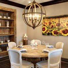 Townhouse Dining Nook With Circular Chandelier