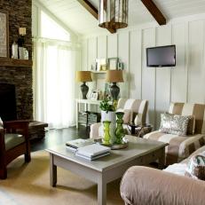Neutral Cottage Style Living Room 