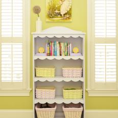 White Girl's Bookshelf with Baskets 