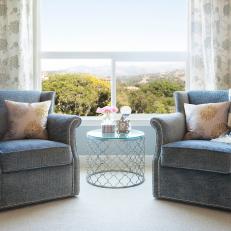 Blue Transitional Armchairs With Nailhead Trim